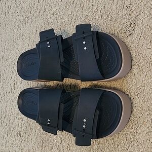 CROCS Navy Platform Dress Sandals